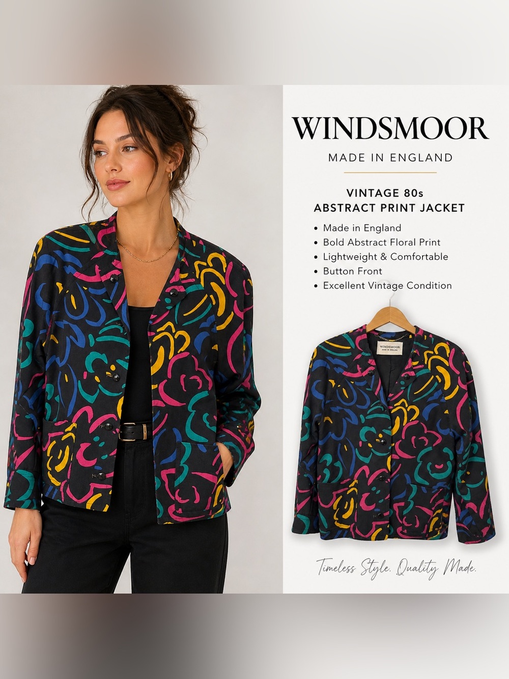 Windsmoor Women's Vintage 80s Abstract Print Blazer